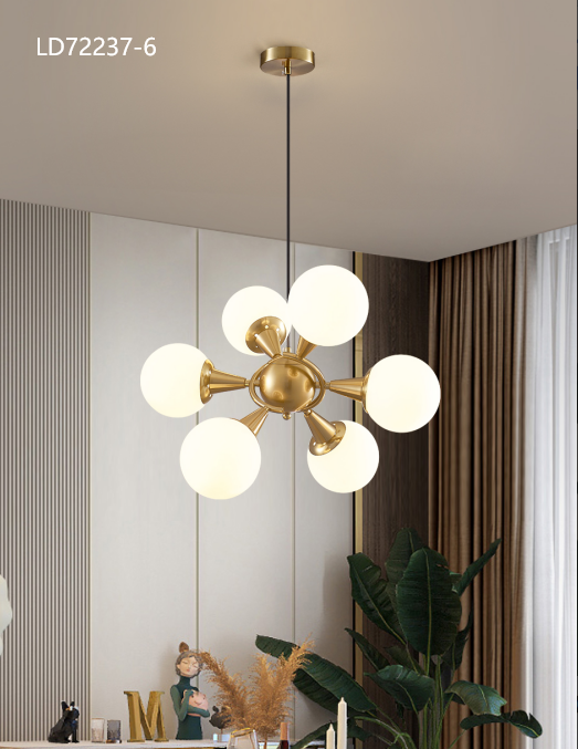 Golden Orb – 3-Light Acrylic Pendant