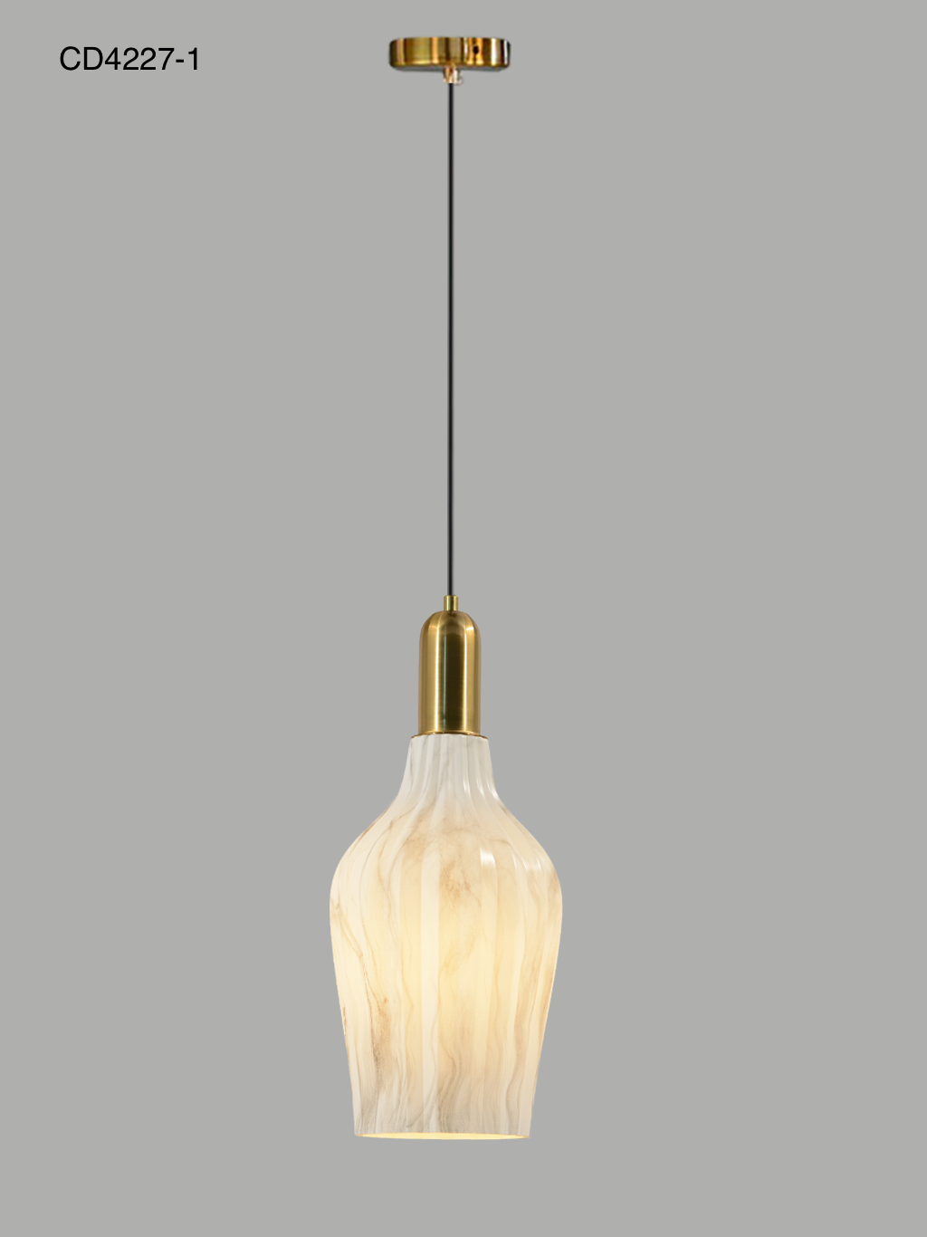 Ivory Glow – White & Brass Glass Pendant