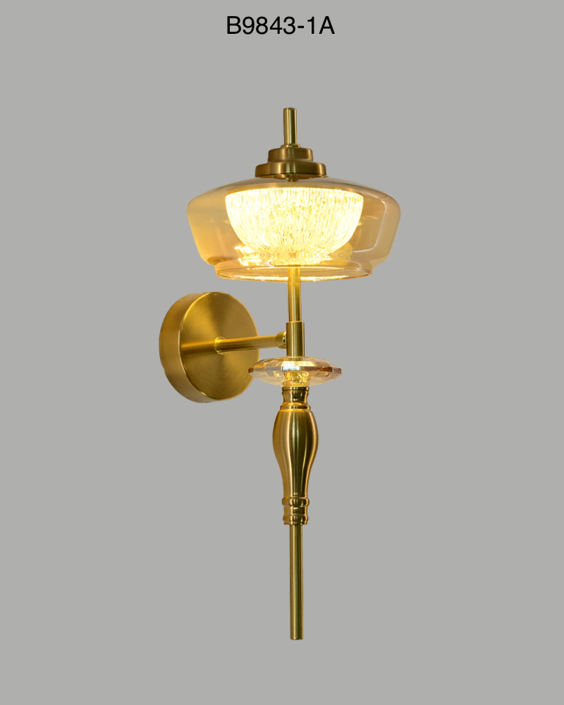 Golden Mist – Amber Glass Wall Light