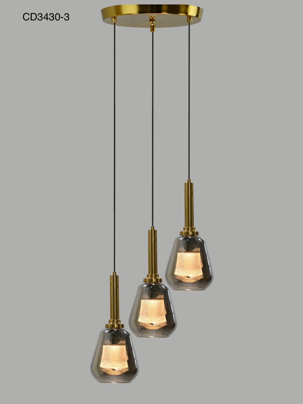 BrassMist – Smoke Glass Cluster Light