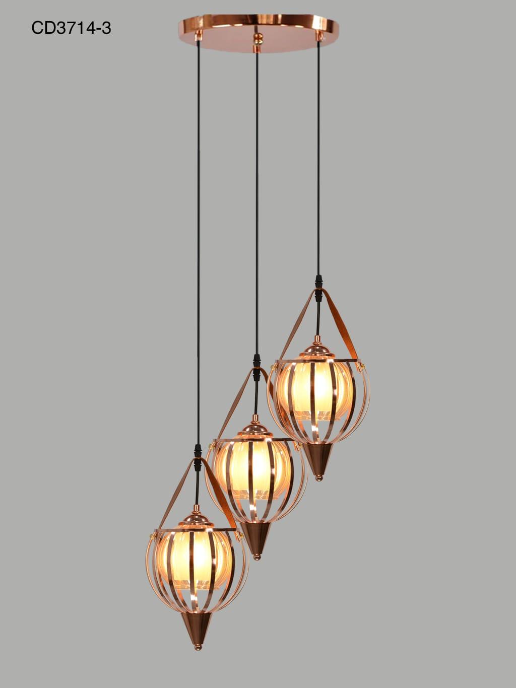 Roselight Bloom – Amber Pendant Trio