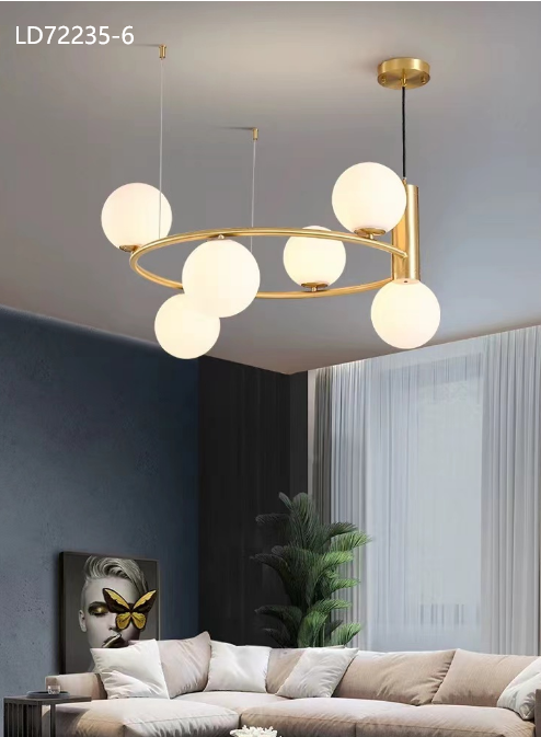Brass Aura – Acrylic & Metal Flush Chandelier
